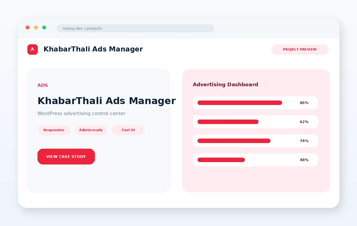 KhabarThali Ads Manager project preview