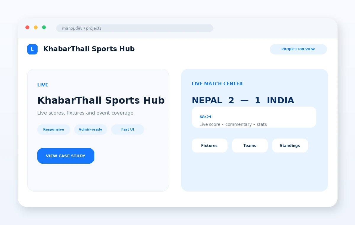 KhabarThali Sports Hub project preview
