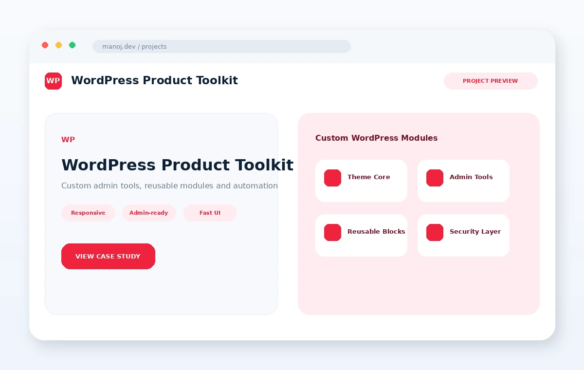 WordPress Product Toolkit project preview